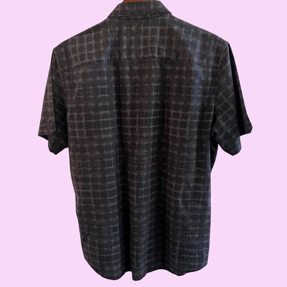 Calvin Klein Shirt Mens L Slim Fit Black Purple Plaid Button Down Short Sleeve - Picture 3 of 9